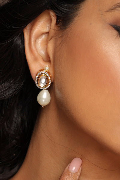Vibha White Gold Plated Pearl Stud Earrings