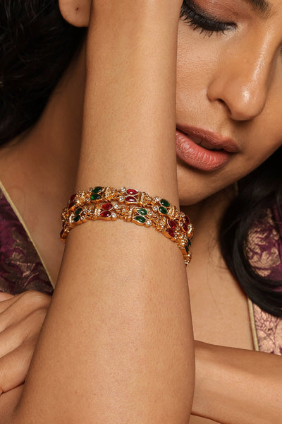 Laisha Green and Red Temple Work Bangles
