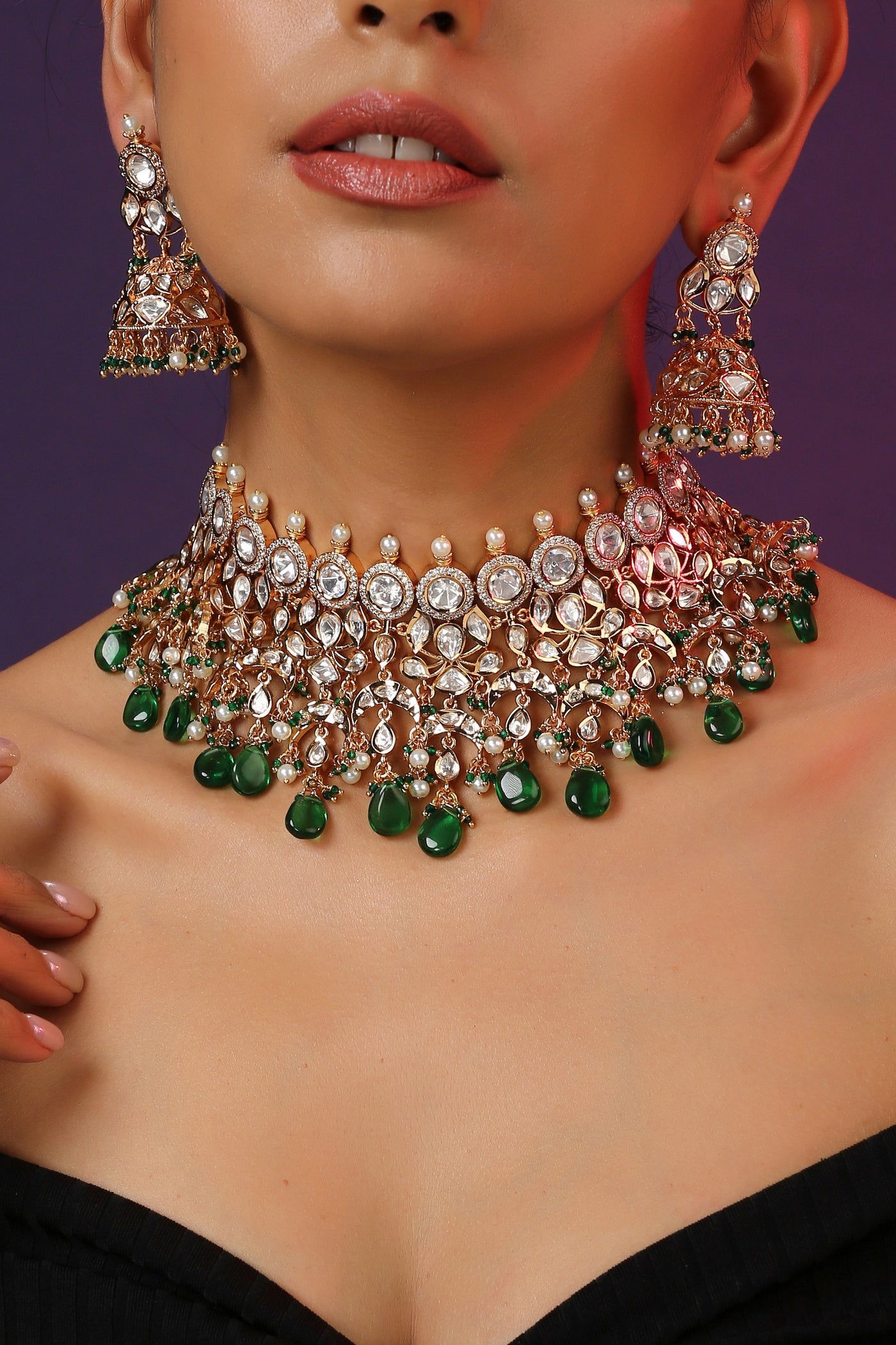 Sehara Green Choker Necklace Set