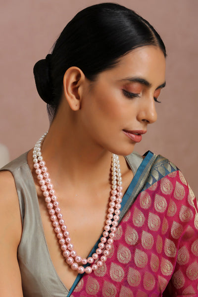 Kristie Pink and White Pearl Layered Necklace