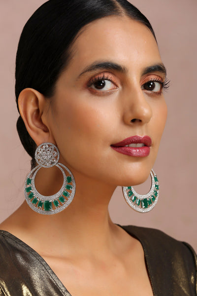 Amelie Emerald Zirconia Chandbali Earrings